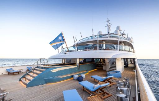 Sun loungers on deck of charter yacht CARINTHIA VII