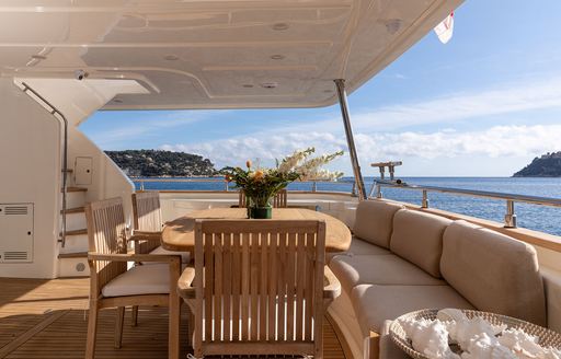 Charter yacht LA PAUSA exterior seating area
