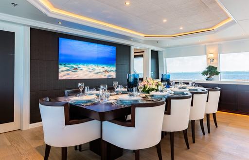 Charter yacht ALTA interior dining table