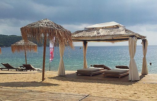 Agia Paraskevi beach Skiathos loungers