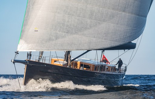 View of Perseverance I's exteriors on the water 