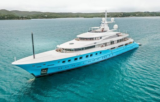 Charter yacht AXIOMA underway, surrounded by sea