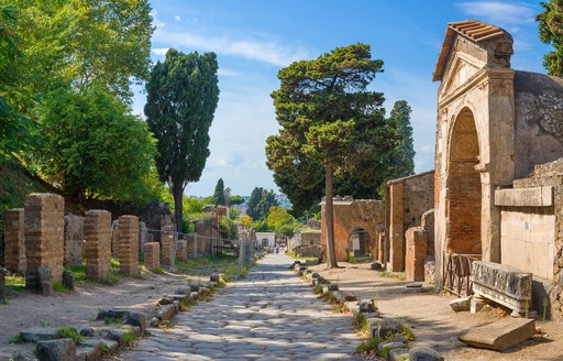 Ancient remains of the town of Pompeii, near Naples