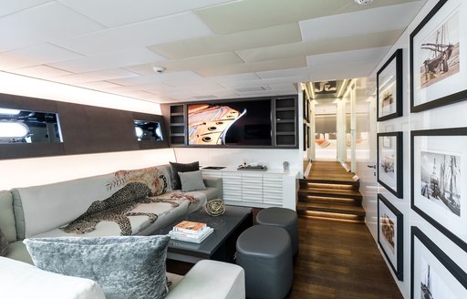 Salon on board charter yacht BEACHOUSE