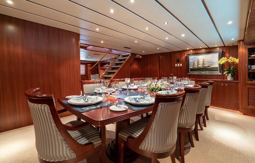 Dining area onboard charter yacht NORTHERN SUN