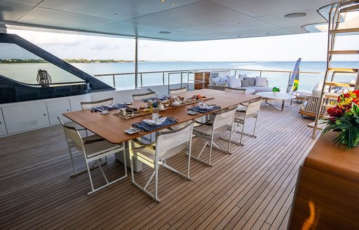 Charter yacht KOJU exterior dining area