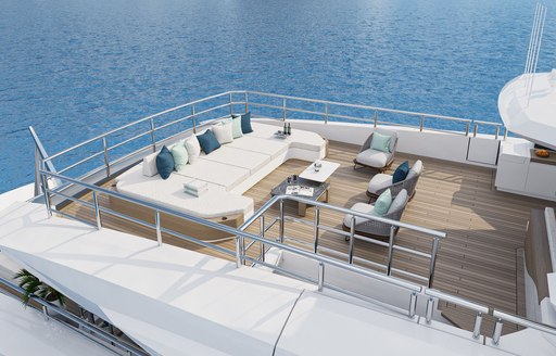 Aft deck sun pads and seating onboard superyacht charter ETERNAL SPARK