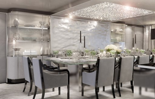 Dining salon on motor yacht North Star