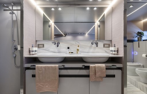 En-suite sinks on motor yacht HAZE