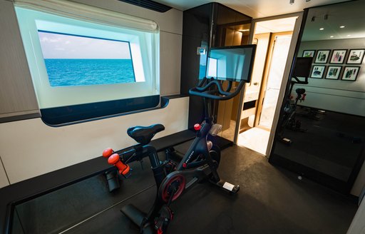 Overview of the gym onboard charter yacht CARPE DIEM 