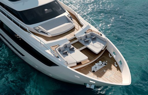 Sunpads at bow of Ferretti superyacht EPIC