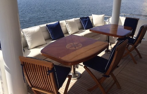 alfresco dining on the aft deck of charter yacht SANCTUARY