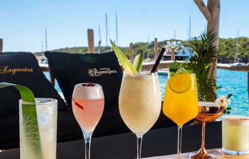Line of colorful cocktails