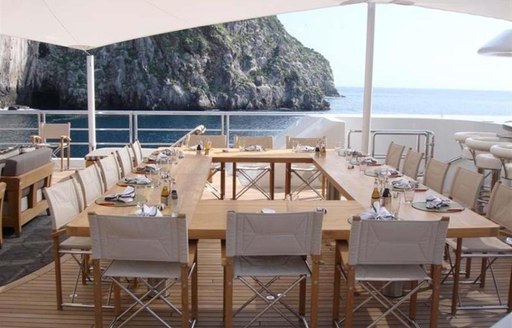 The central alfresco dining option on board superyacht TV