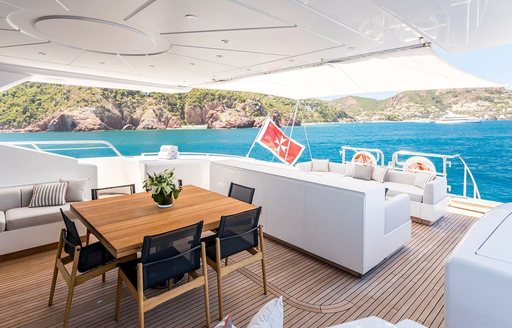 Aft deck of charter yacht BEACHOUSE