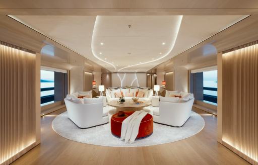 Charter yacht O'MADELEINE interior seating area