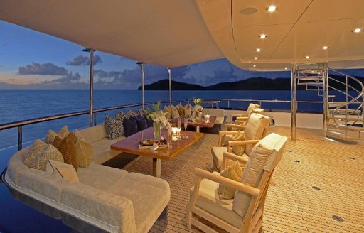 The exterior seating found on motor yacht 'Ice Angel'