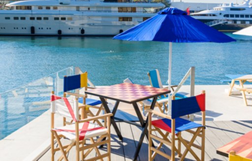 Harbour-side dining at OceanOne Marina, Barcelona