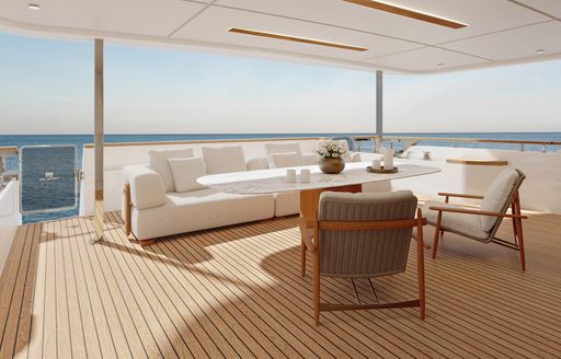 Charter yacht HAIAMI I exteriors rendering with seating