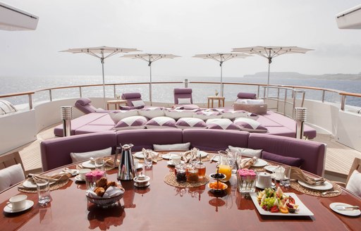 alfresco dining and lounging on board luxury yacht ‘St David’ 