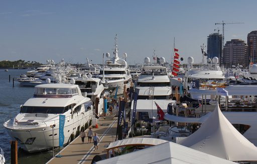 superyachts gathered at palm beach boat show