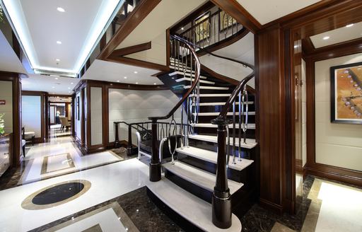 Charter yacht MEGA GLOBAL II interior staircase