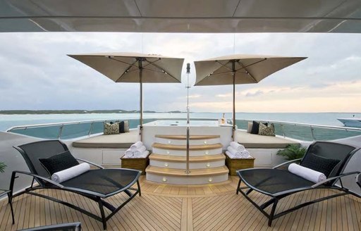 Deck loungers on board LA DEA II