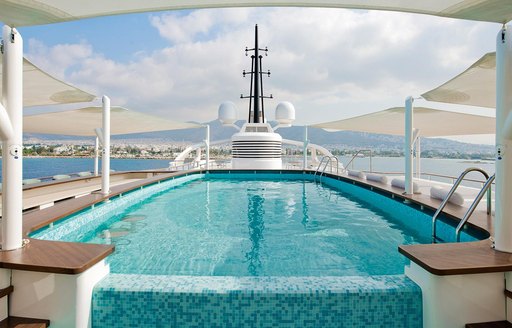 Outdoor pool on superyacht Dream