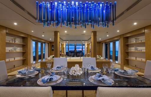 Formal dining area on Superyacht BACA