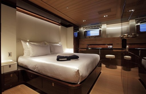 elegant master suite on board luxury yacht Seahawk