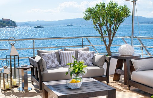 alfresco deck and seating area on superyacht spirit from amels 