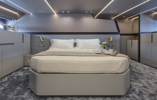 Double bed on motor yacht HAZE