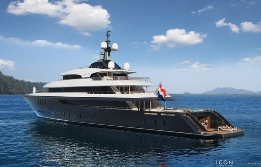 Charter guests can relax on large swim platform on Icon Yacht