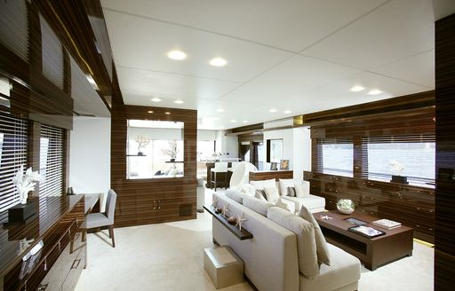 Lightly colored interior of superyacht GEMS II