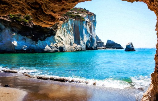 The ideal yacht charter destination of Greece, sandy beach and waves