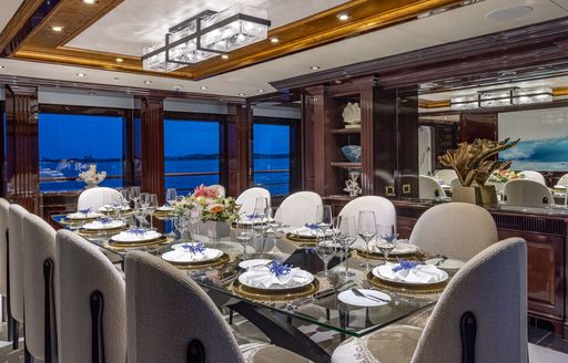 Charter yacht KEFI interior dining area