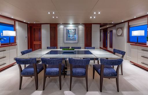 Super yacht charter PISCES interior dining table