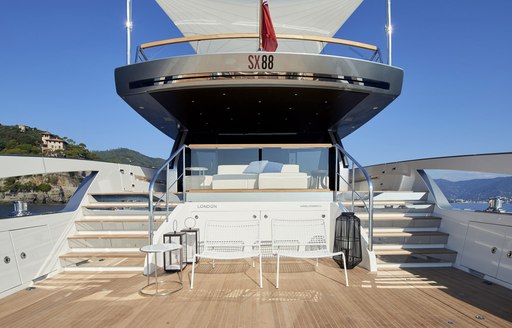 Exterior view of beach club area on board luxury yacht ESTIA