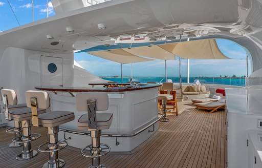 bar under the radar arch on the sundeck of motor yacht AVALON 