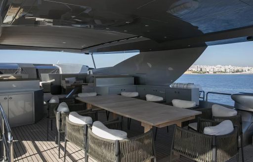 Charter yacht ONCE MORE alfresco dining table