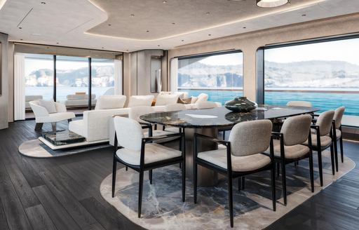 Charter yacht FOUR JOYS main salon overview rendering