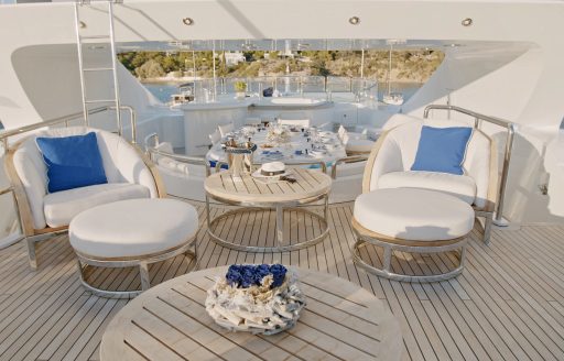 Charter yacht AKIRA ONE exterior deck space with seating