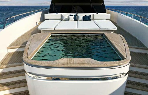 Forward pool and loungers on board charter yacht KOJU