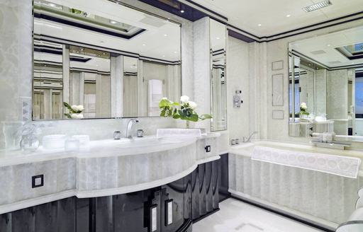 Light colored en-suite on superyacht Silver Angel