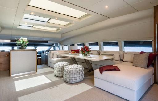 Charter yacht NAIA upper salon lounge