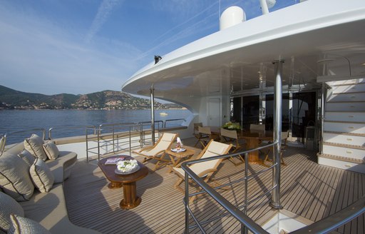 alfresco area on charter yacht lady g ii