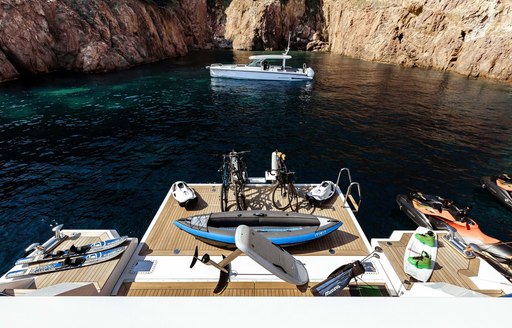 swim platform and toy selection of benetti charter yacht