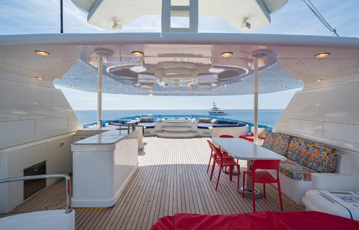Charter yacht IRAMA sun deck with wet bar