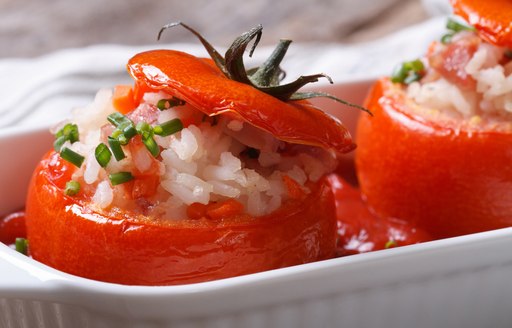 stuffed tomatoes served in Greece