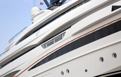 The starboard side of luxury yacht 'Cloud 9'